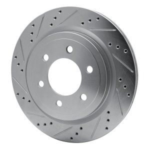 Ford F-150 Brake Rotor (1) - Rear Left - R1 Concepts - Drilled & Slotted - Silver - `18-`21